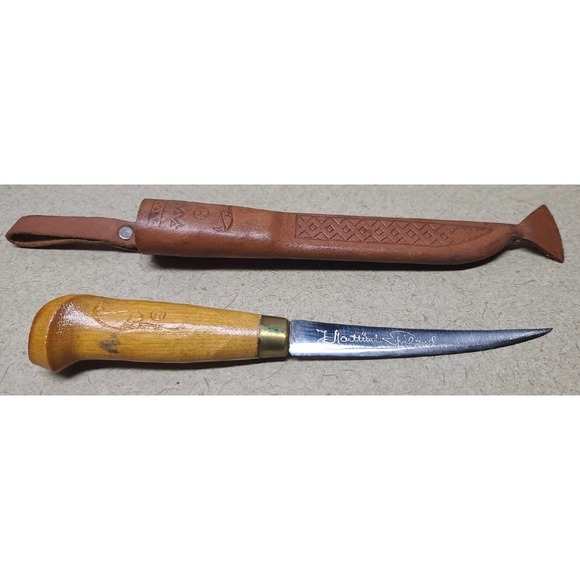 Vintage J. Marttiini Rapala Fish Fillet Knife w Leather Sheath Finland Excellent - Picture 1 of 9